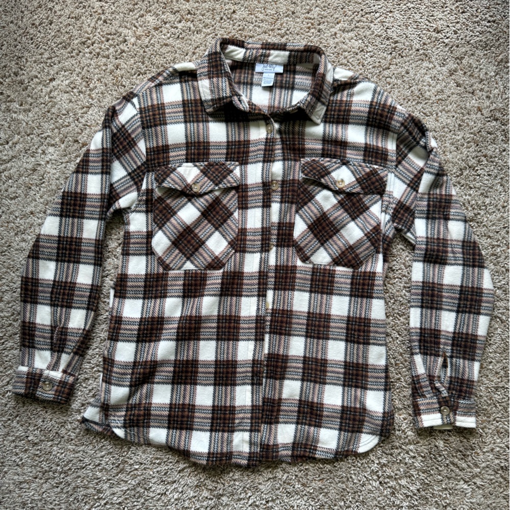Women’s Fleece Plaid Button-Up Shirt size - large